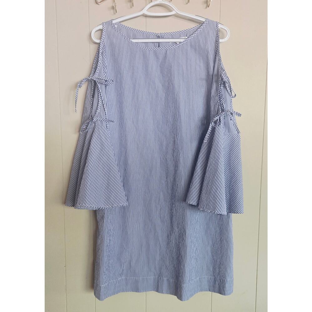 Avec Les Filles Ladies Blue & White Stripe Dress Size Large